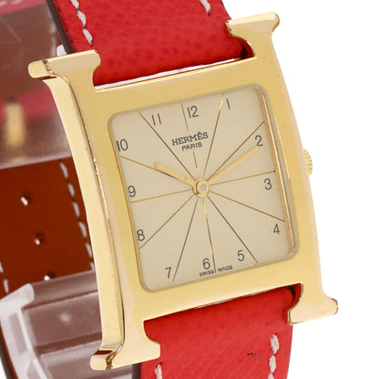 HERMES H watch Watches H1.501 Gold Plated/Leather Ladies