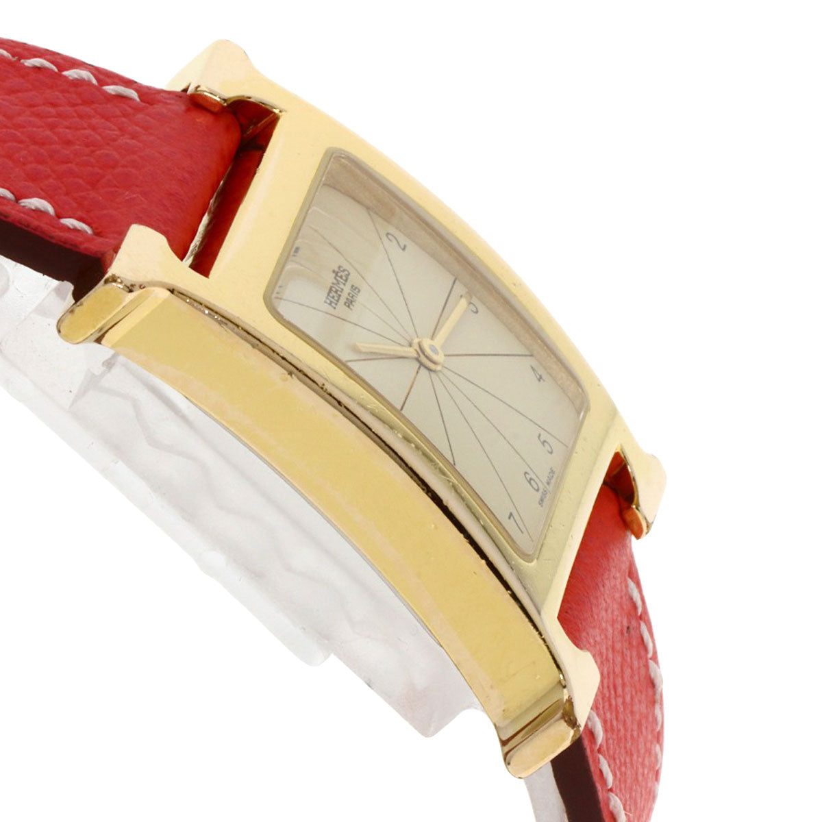 HERMES H watch Watches H1.501 Gold Plated/Leather Ladies
