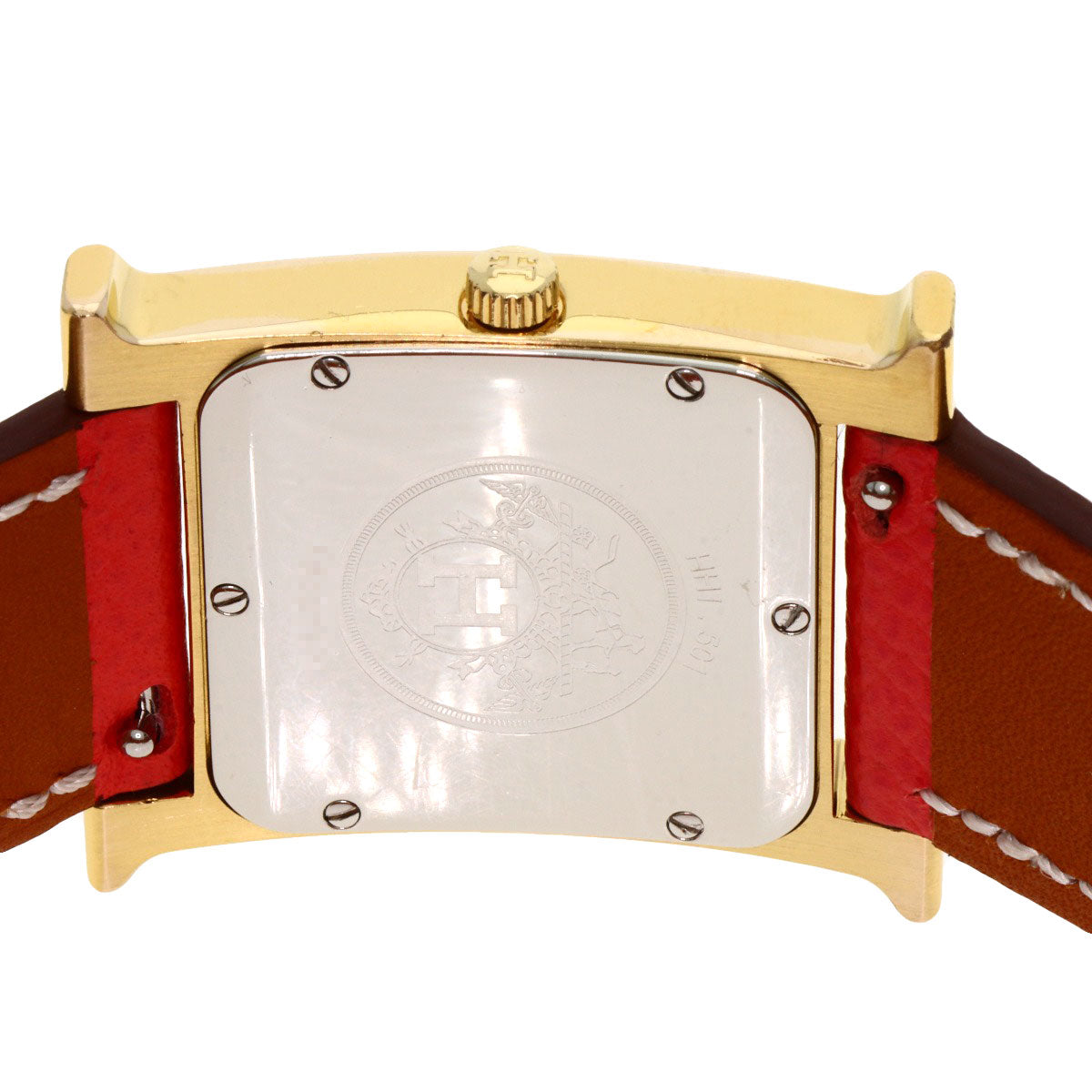 HERMES H watch Watches H1.501 Gold Plated/Leather Ladies