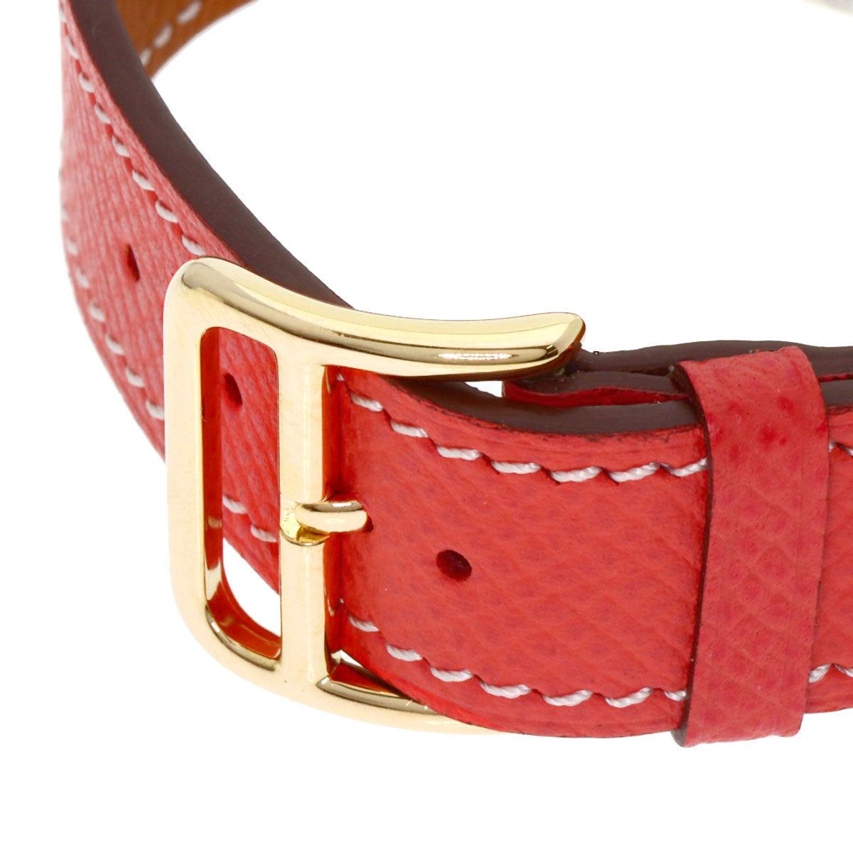 HERMES H watch Watches H1.501 Gold Plated/Leather Ladies