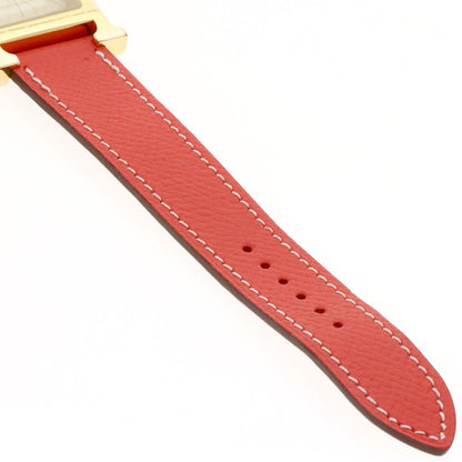 HERMES H watch Watches H1.501 Gold Plated/Leather Ladies