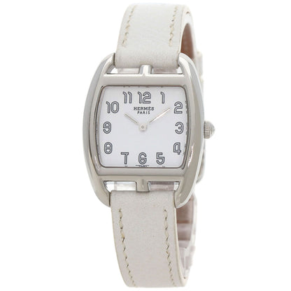 HERMES Cape Cod Tonneau Watches CT1.210 Stainless Steel/Leather Ladies