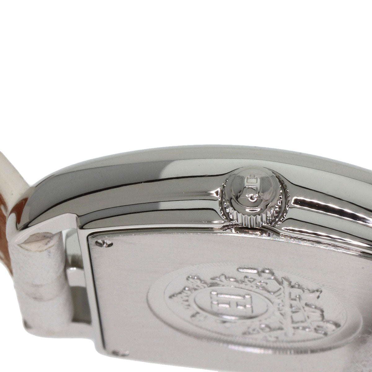 HERMES Cape Cod Tonneau Watches CT1.210 Stainless Steel/Leather Ladies