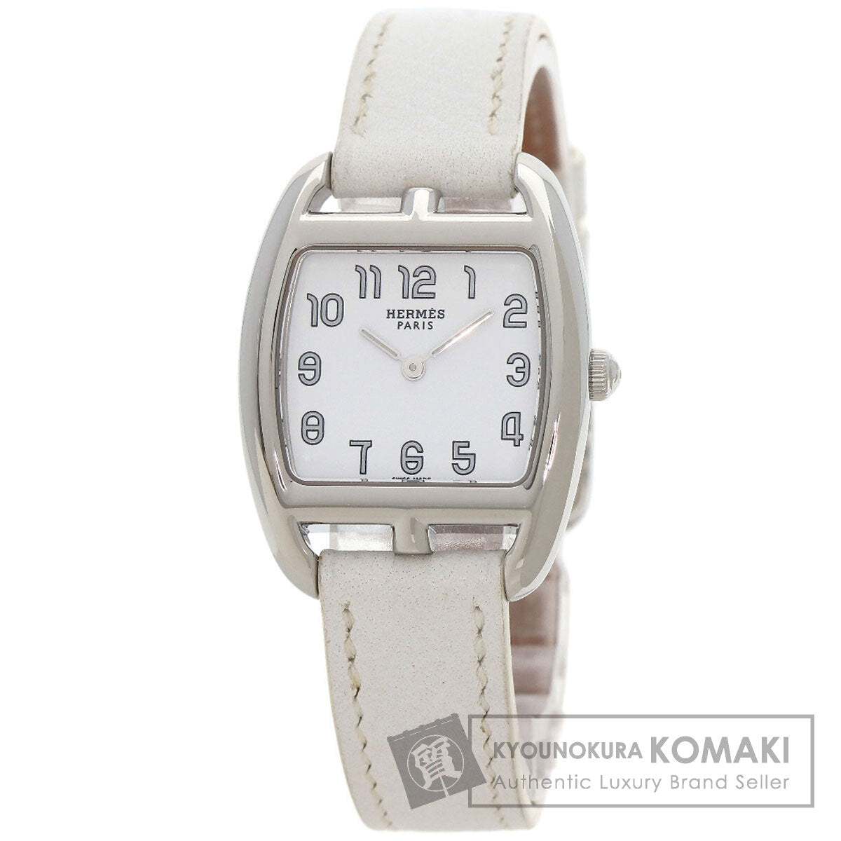 HERMES Cape Cod Tonneau Watches CT1.210 Stainless Steel/Leather Ladies