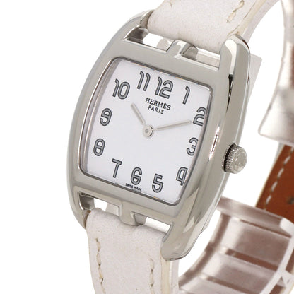HERMES Cape Cod Tonneau Watches CT1.210 Stainless Steel/Leather Ladies