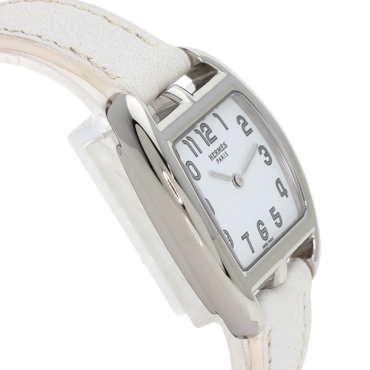 HERMES Cape Cod Tonneau Watches CT1.210 Stainless Steel/Leather Ladies