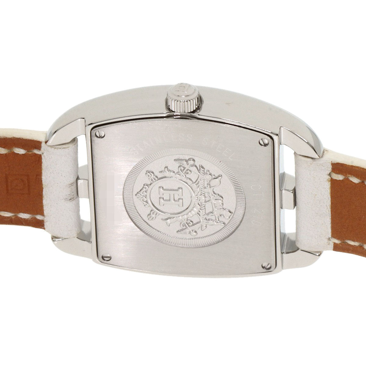 HERMES Cape Cod Tonneau Watches CT1.210 Stainless Steel/Leather Ladies