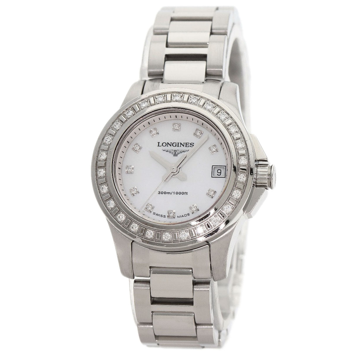 LONGINES HydroConquest 11P Bezel Diamond Watches L3.158.0 Stainless Steel/Stainless Steel Ladies
