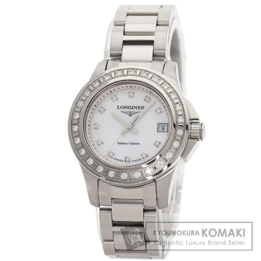 LONGINES HydroConquest 11P Bezel Diamond Watches L3.158.0 Stainless Steel/Stainless Steel Ladies