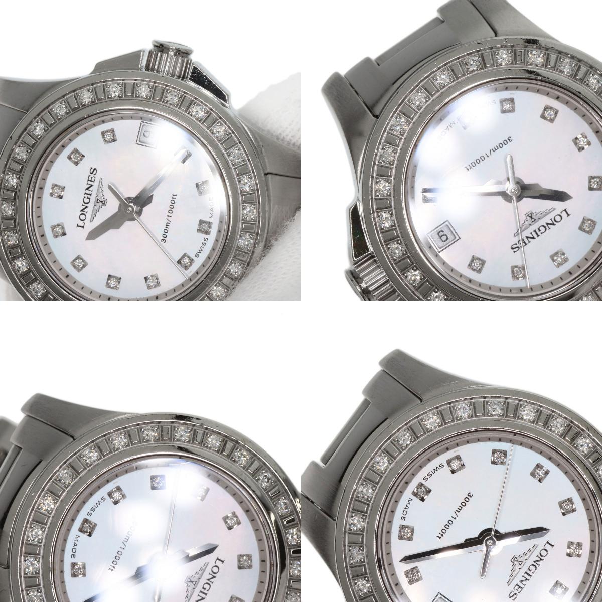 LONGINES HydroConquest 11P Bezel Diamond Watches L3.158.0 Stainless Steel/Stainless Steel Ladies
