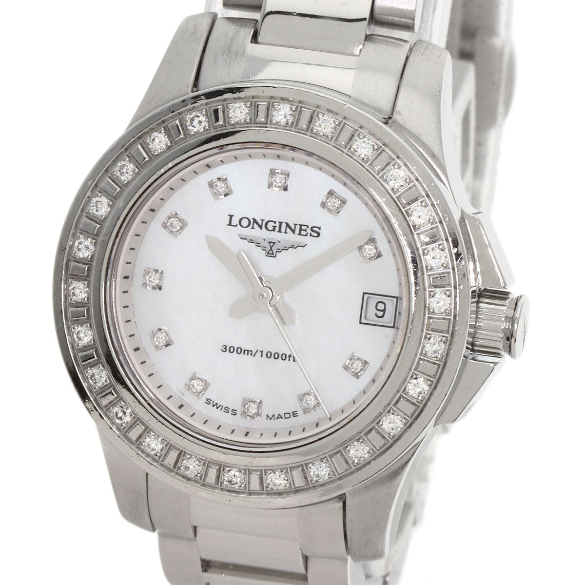LONGINES HydroConquest 11P Bezel Diamond Watches L3.158.0 Stainless Steel/Stainless Steel Ladies