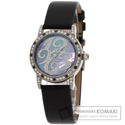 MONTBLANC Star Diamond Black Shell Watches 101642 K18 White Gold/Satin x Leather mens