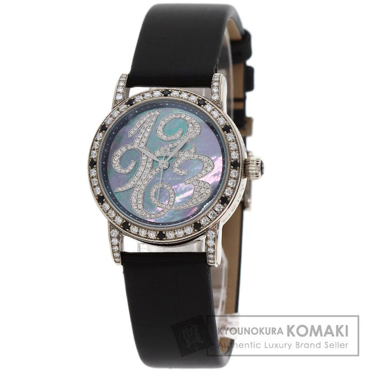 MONTBLANC Star Diamond Black Shell Watches 101642 K18 White Gold/Satin x Leather mens