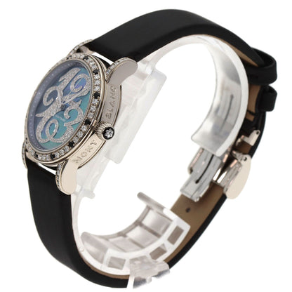 MONTBLANC Star Diamond Black Shell Watches 101642 K18 White Gold/Satin x Leather mens