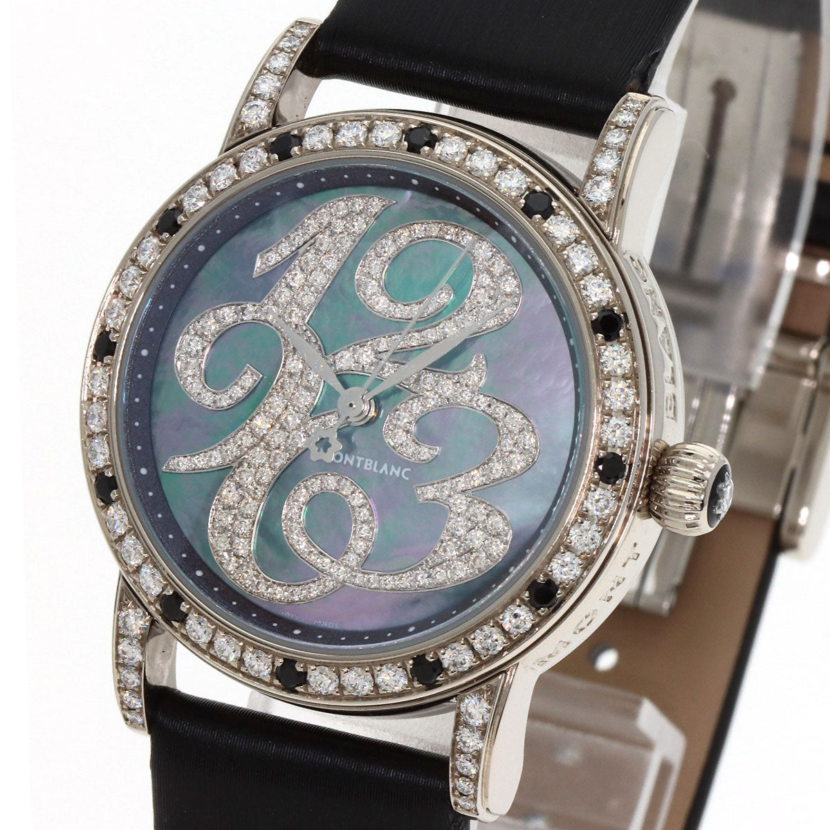 MONTBLANC Star Diamond Black Shell Watches 101642 K18 White Gold/Satin x Leather mens