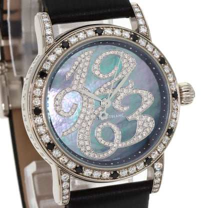 MONTBLANC Star Diamond Black Shell Watches 101642 K18 White Gold/Satin x Leather mens