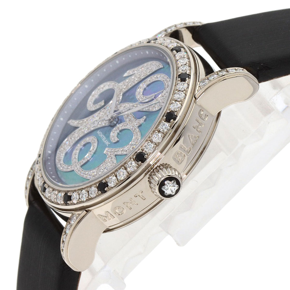 MONTBLANC Star Diamond Black Shell Watches 101642 K18 White Gold/Satin x Leather mens