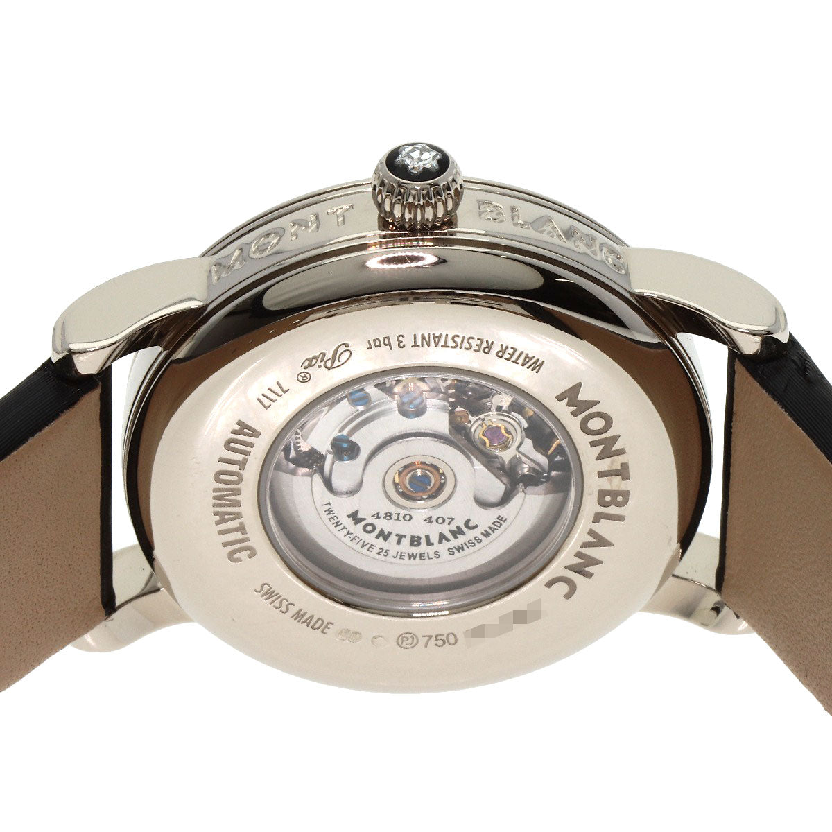 MONTBLANC Star Diamond Black Shell Watches 101642 K18 White Gold/Satin x Leather mens