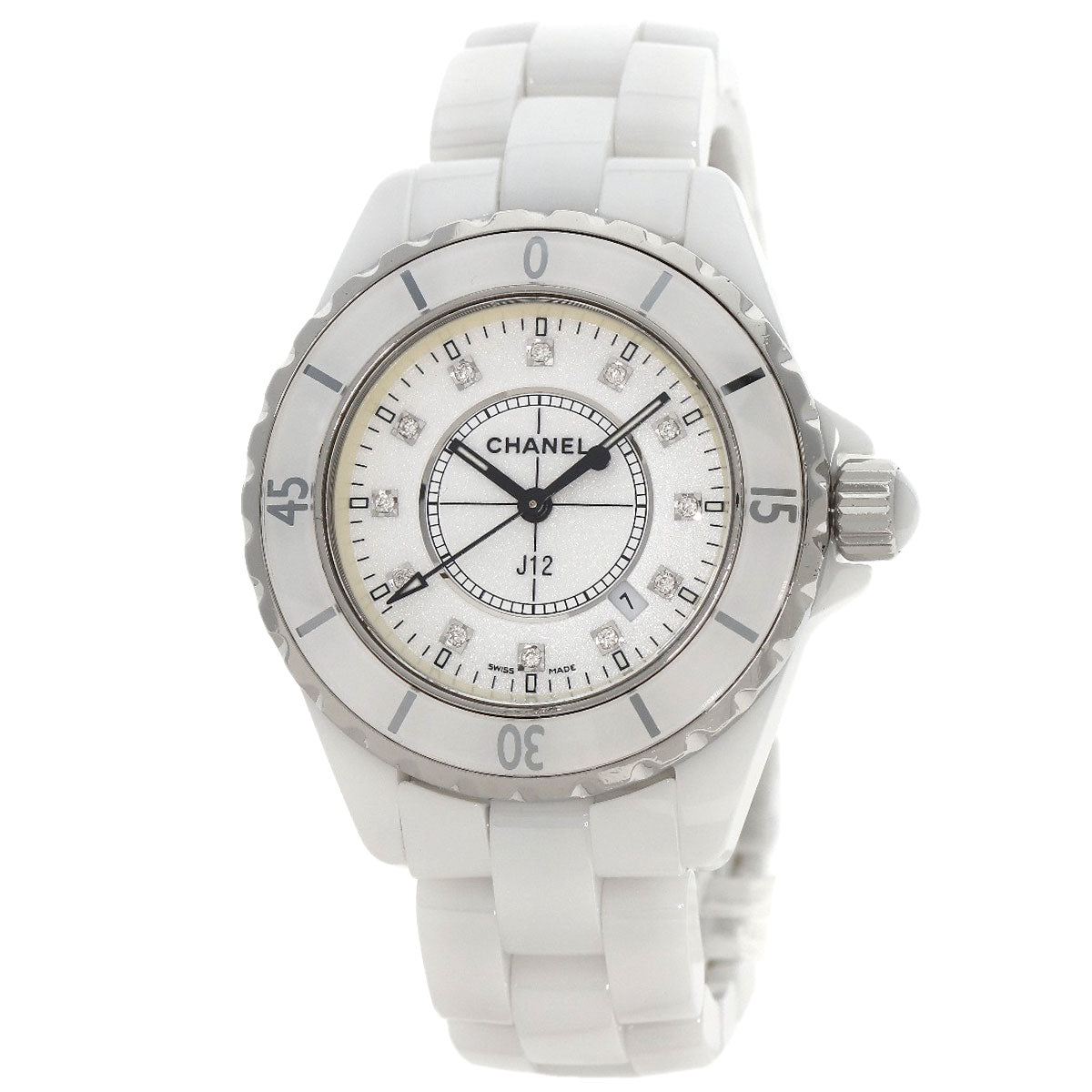 CHANEL J12 1.3" 12P Diamond Watches H1628 Ceramic/Ceramic Ladies