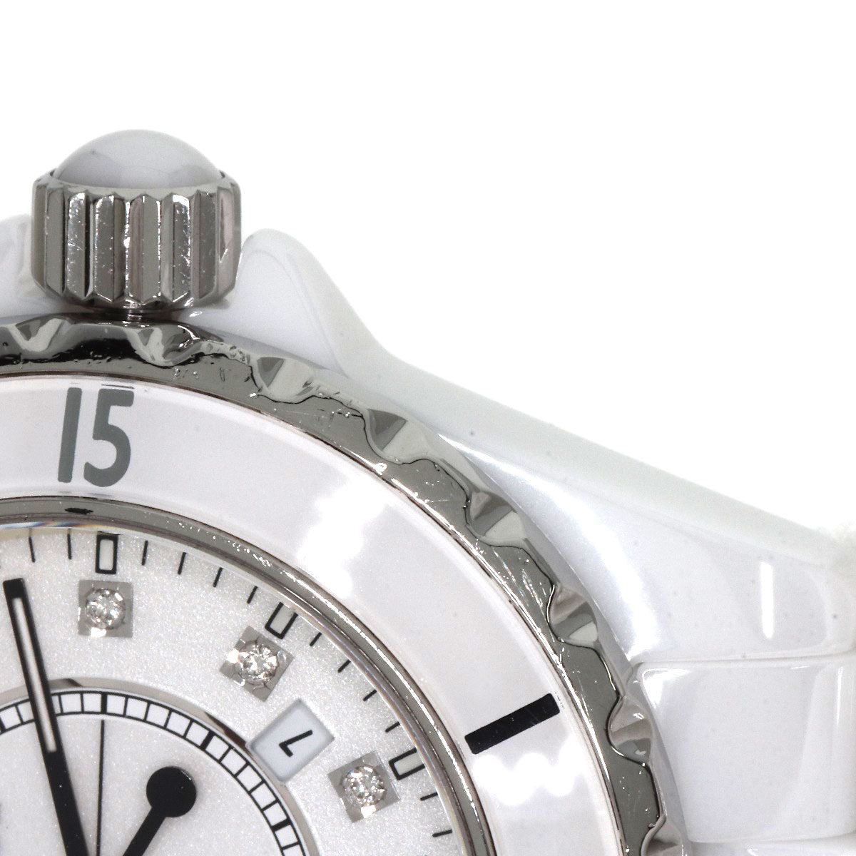 CHANEL J12 1.3" 12P Diamond Watches H1628 Ceramic/Ceramic Ladies