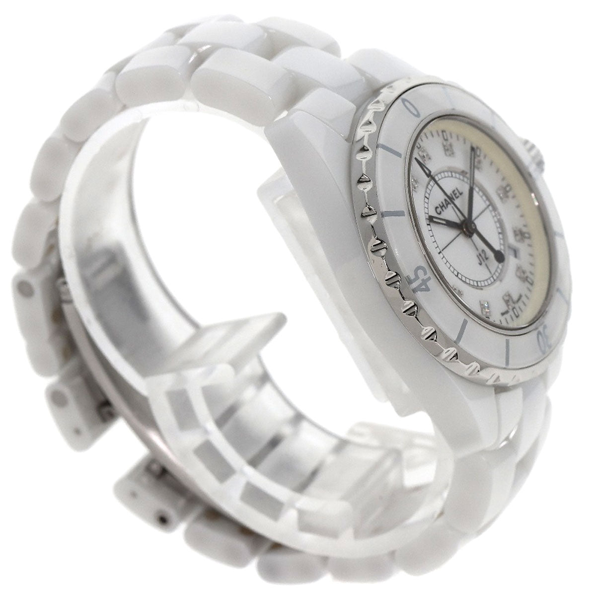 CHANEL J12 1.3" 12P Diamond Watches H1628 Ceramic/Ceramic Ladies