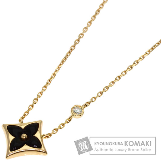 LOUIS VUITTON Pendant Star Blossom BB Onyx Diamond Necklace K18 Yellow Gold Ladies [Used]