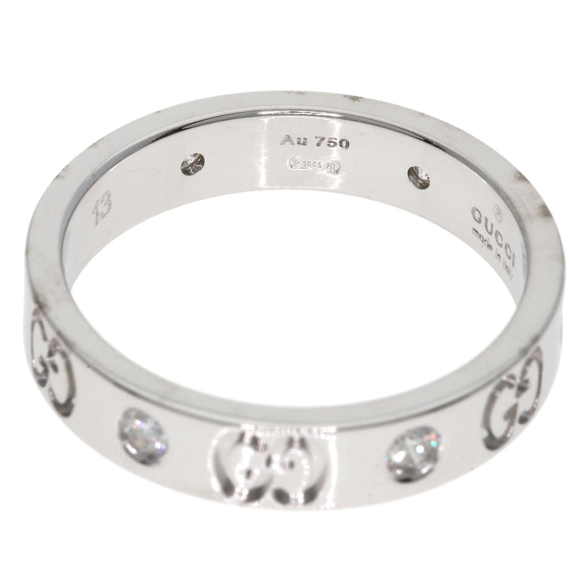 GUCCI Icon 6P Diamond #13 Ring K18 White Gold Ladies [Used]