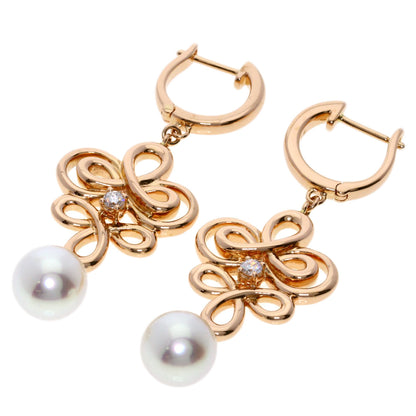 MIKIMOTO Akoya Pearl Pearl Diamond earring K18 Pink Gold Ladies [Used]