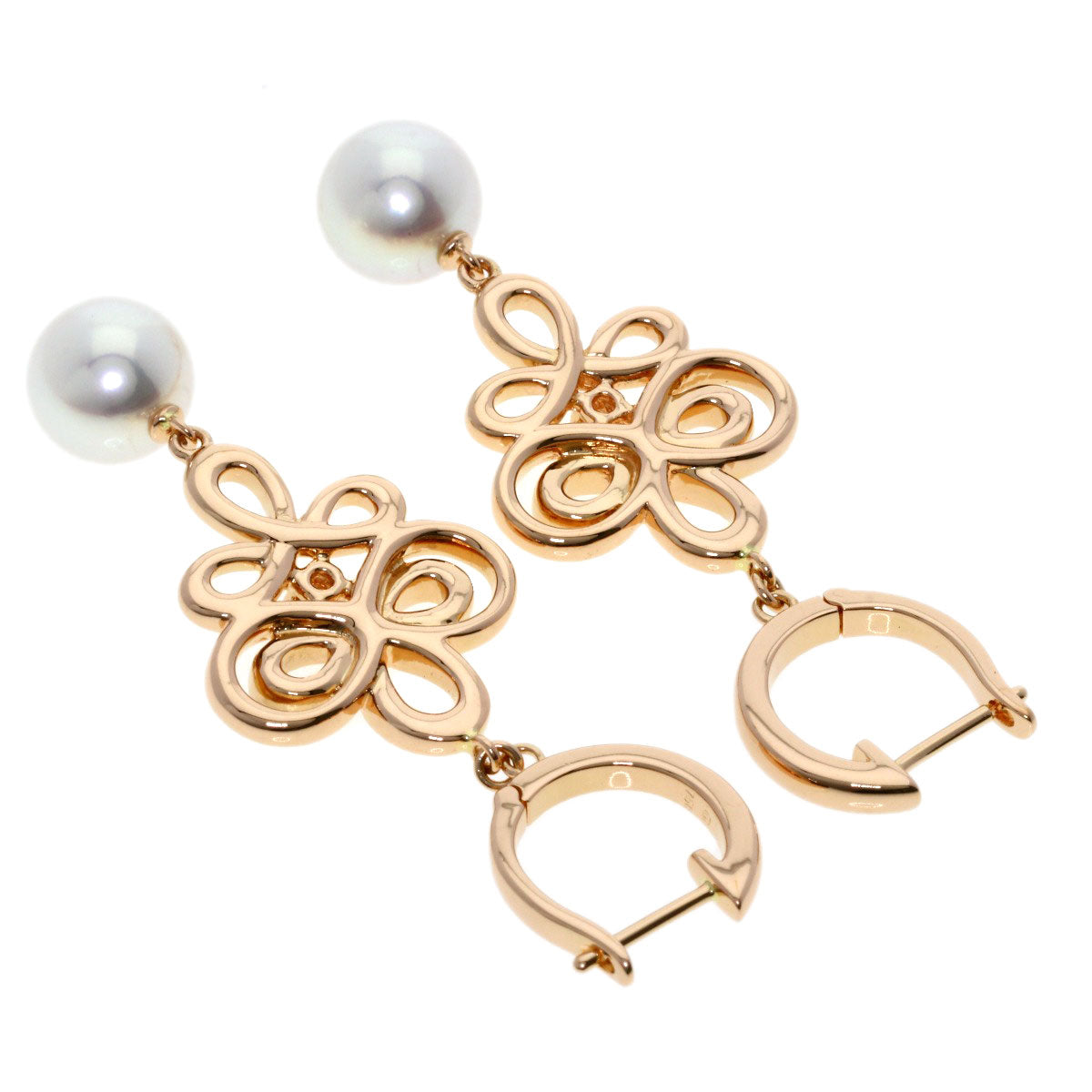 MIKIMOTO Akoya Pearl Pearl Diamond earring K18 Pink Gold Ladies [Used]