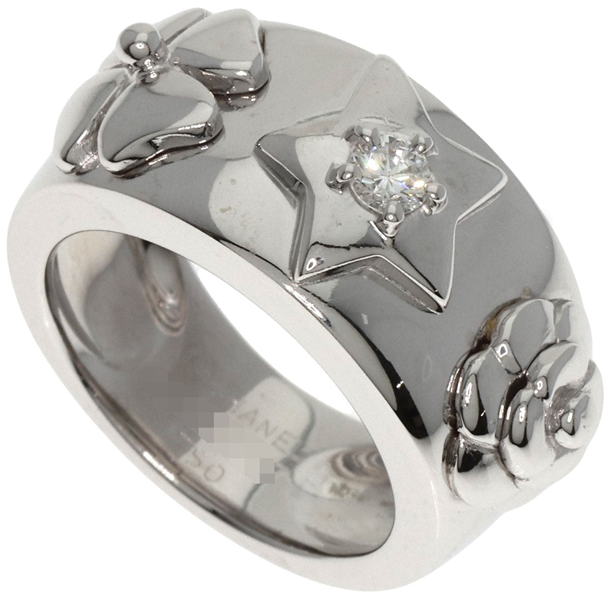 CHANEL Three Symbols 1P Diamond Ring K18 White Gold Ladies [Used]