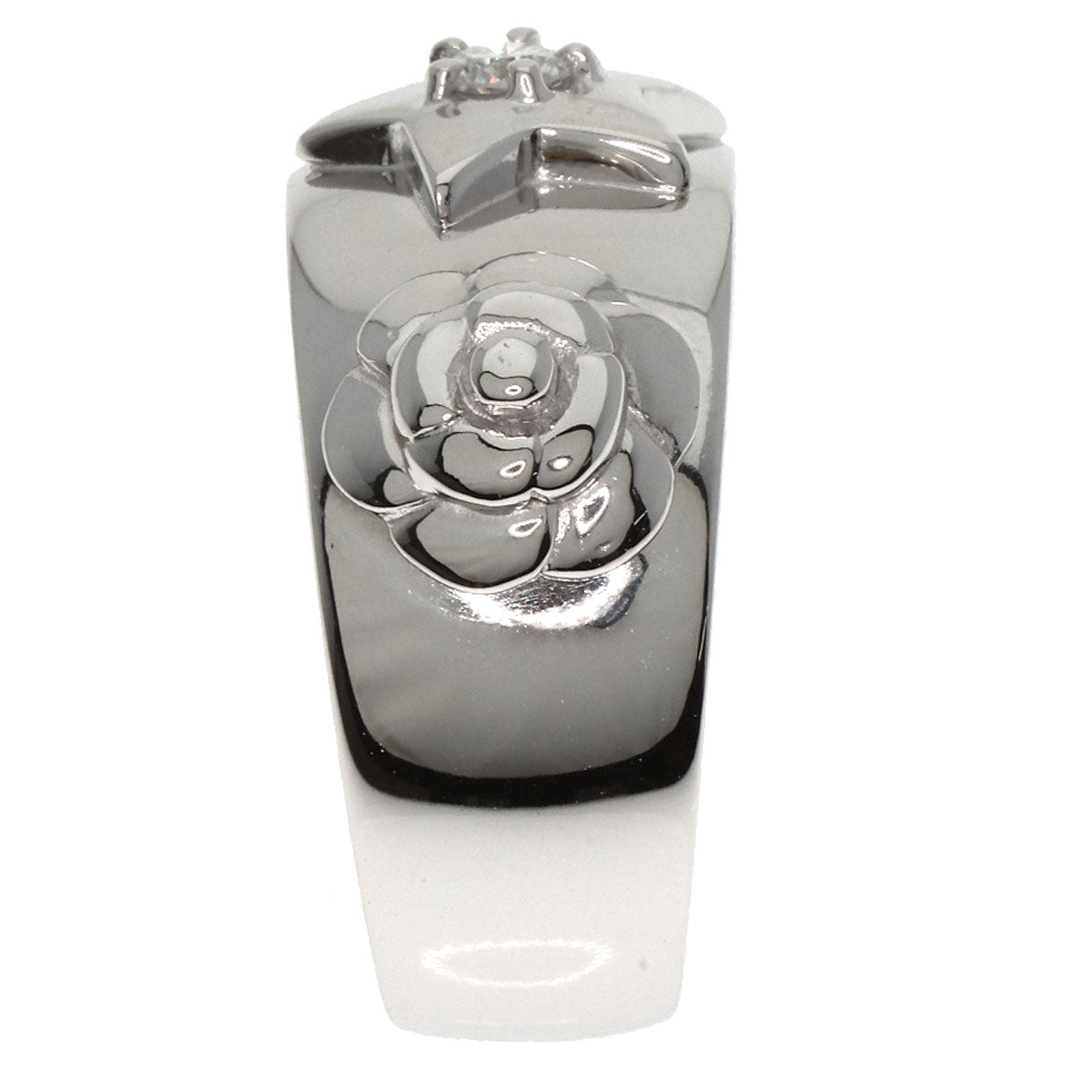 CHANEL Three Symbols 1P Diamond Ring K18 White Gold Ladies [Used]