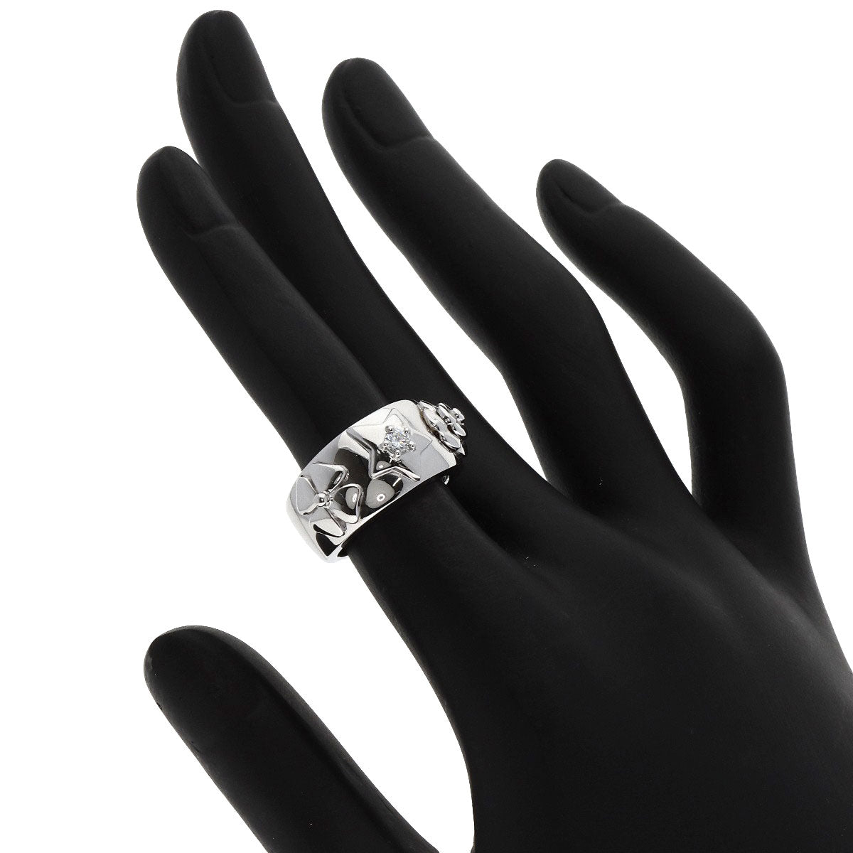 CHANEL Three Symbols 1P Diamond Ring K18 White Gold Ladies [Used]