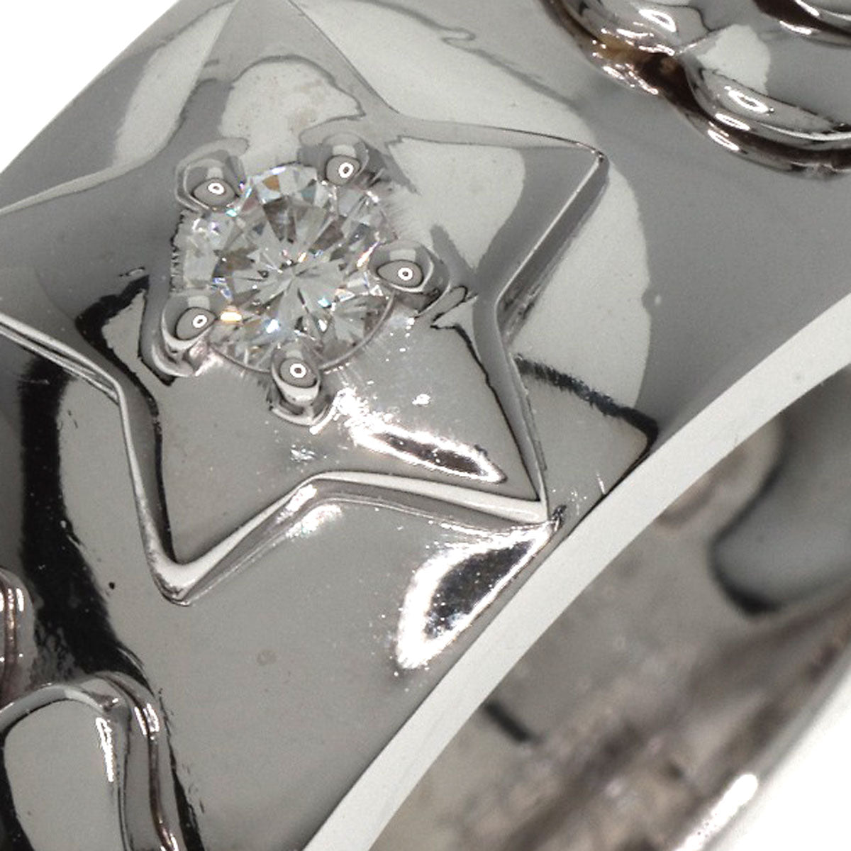CHANEL Three Symbols 1P Diamond Ring K18 White Gold Ladies [Used]