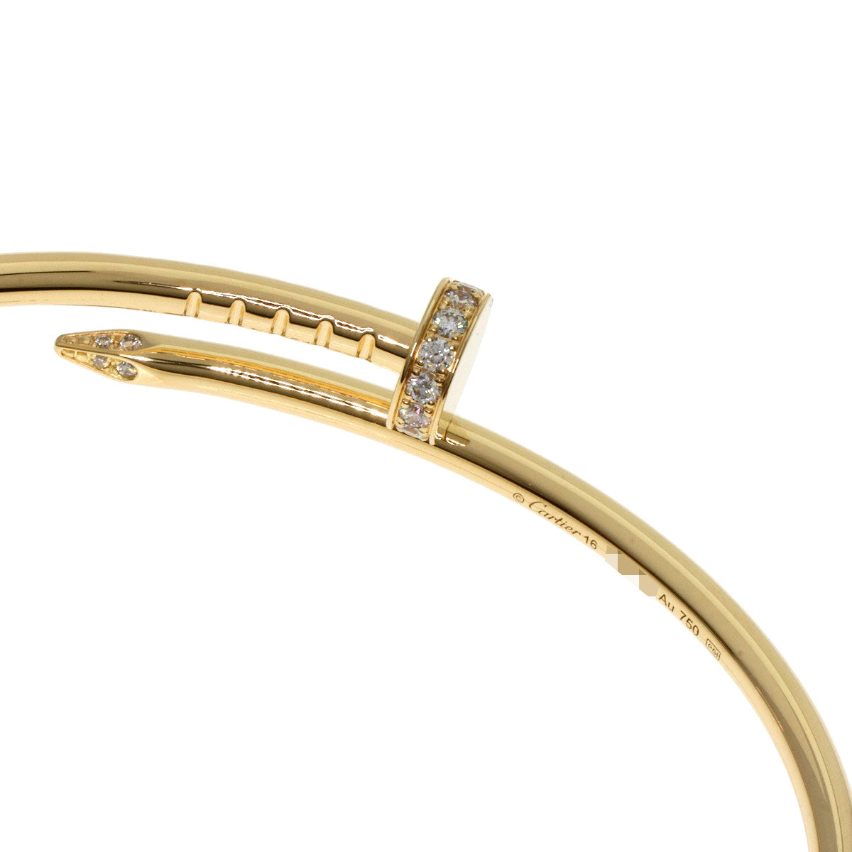 CARTIER Juste Uncre SM Diamond #16 Bracelet K18 Yellow Gold Ladies [Used]