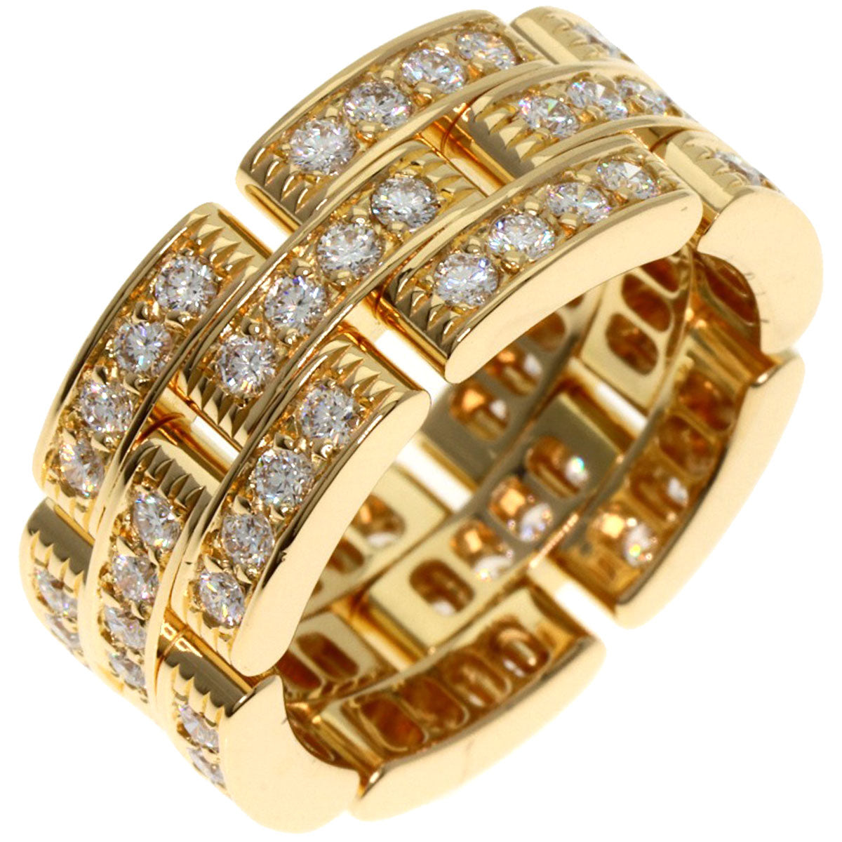 CARTIER Mayon PANTHERE Full Diamond #50 Ring K18 Yellow Gold Ladies [Used]