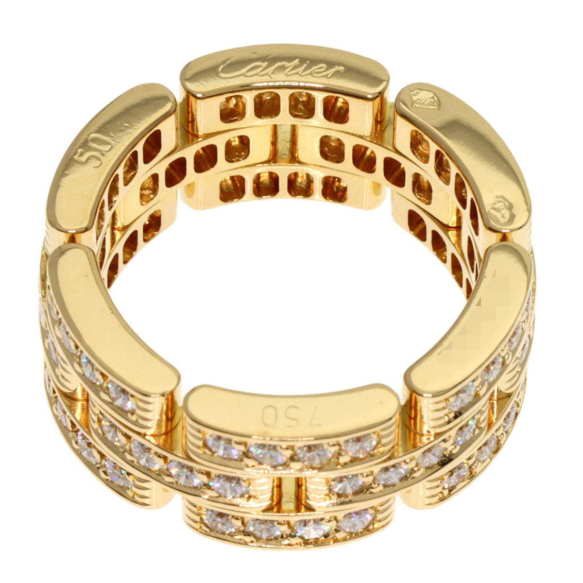 CARTIER Mayon PANTHERE Full Diamond #50 Ring K18 Yellow Gold Ladies [Used]