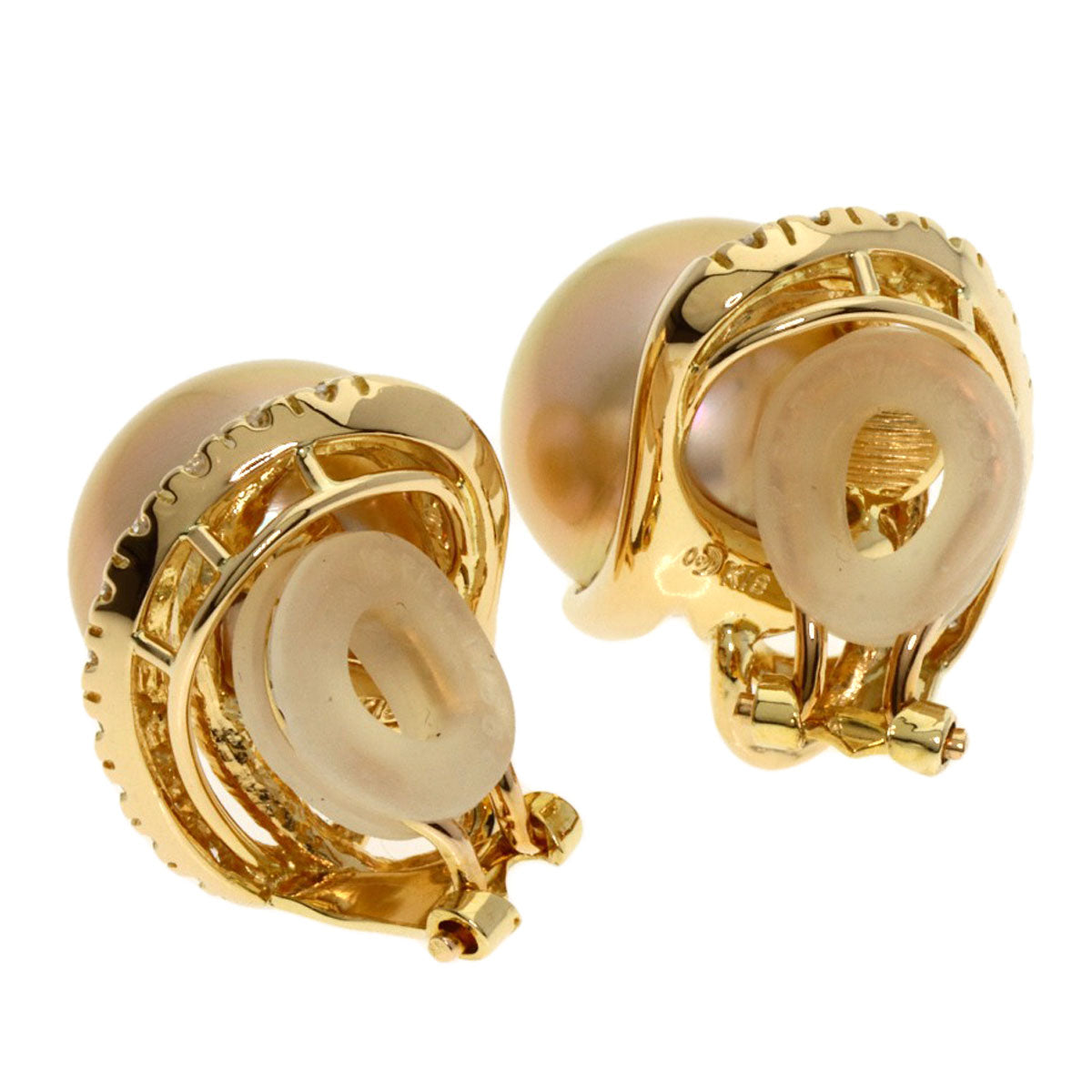 TASAKI Pearl Pearl Diamond Earring K18 Yellow Gold Ladies [Used]
