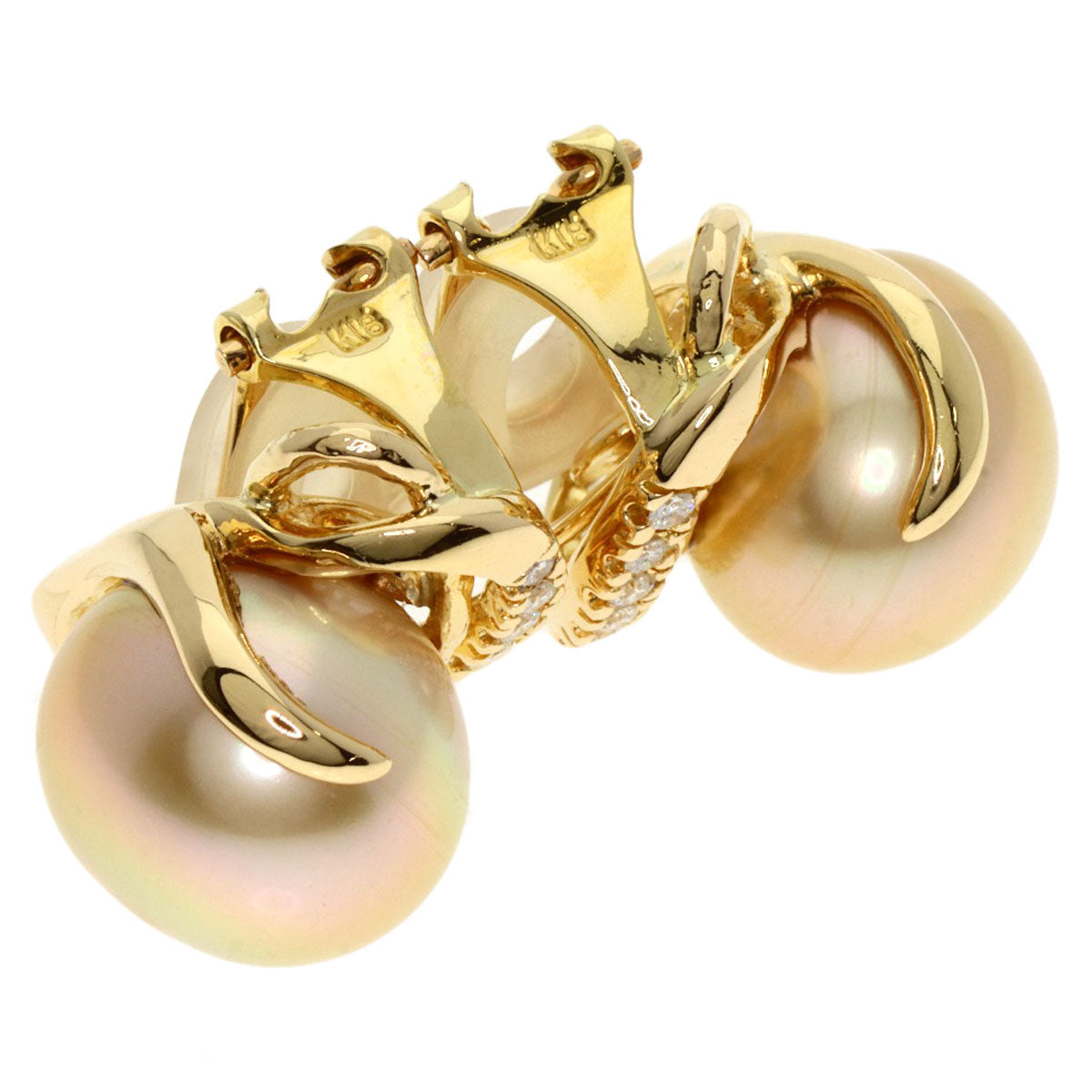 TASAKI Pearl Pearl Diamond Earring K18 Yellow Gold Ladies [Used]