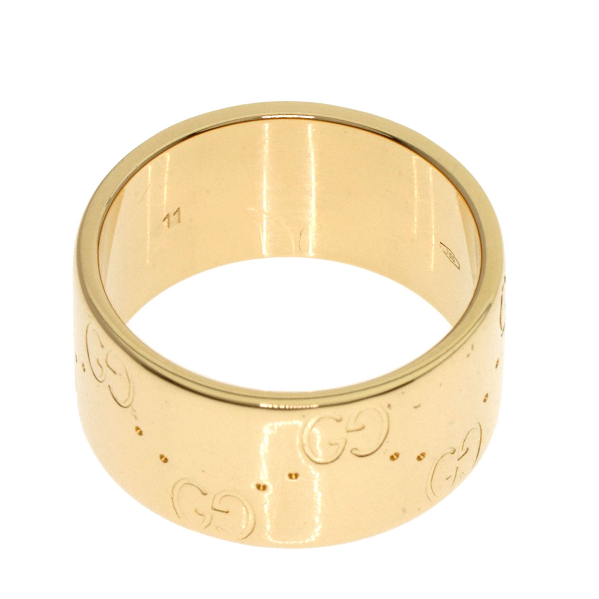 GUCCI GG Icon Wide #11 Ring K18 Yellow Gold Ladies [Used]