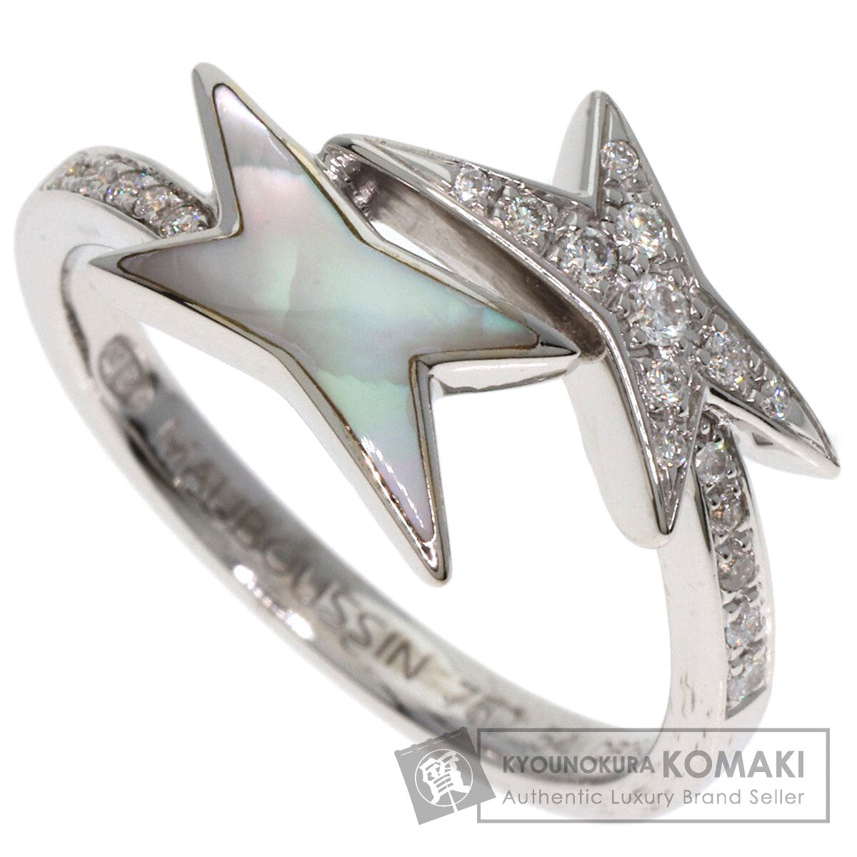 MAUBOUSSIN Etoile de Vie Diamond Shell #54 Ring K18 White Gold Ladies [Used]