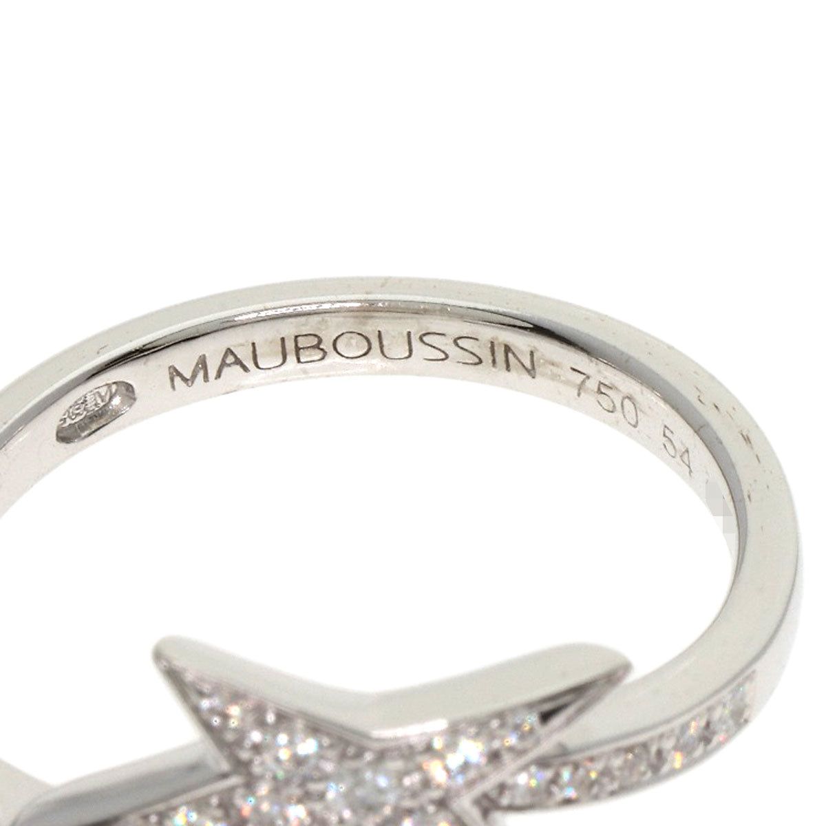 MAUBOUSSIN Etoile de Vie Diamond Shell #54 Ring K18 White Gold Ladies [Used]