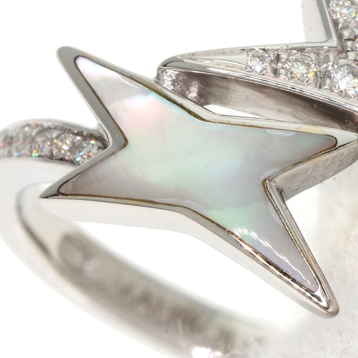 MAUBOUSSIN Etoile de Vie Diamond Shell #54 Ring K18 White Gold Ladies [Used]