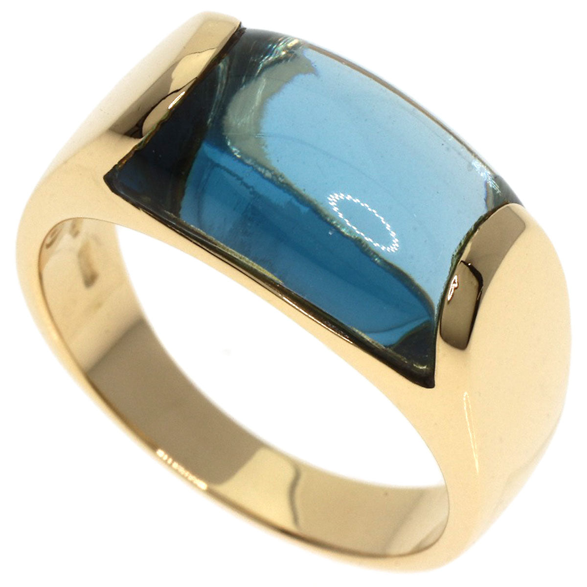 BVLGARI Troquette Blue Topaz Ring K18 Yellow Gold Ladies [Used]