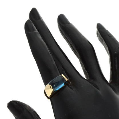 BVLGARI Troquette Blue Topaz Ring K18 Yellow Gold Ladies [Used]