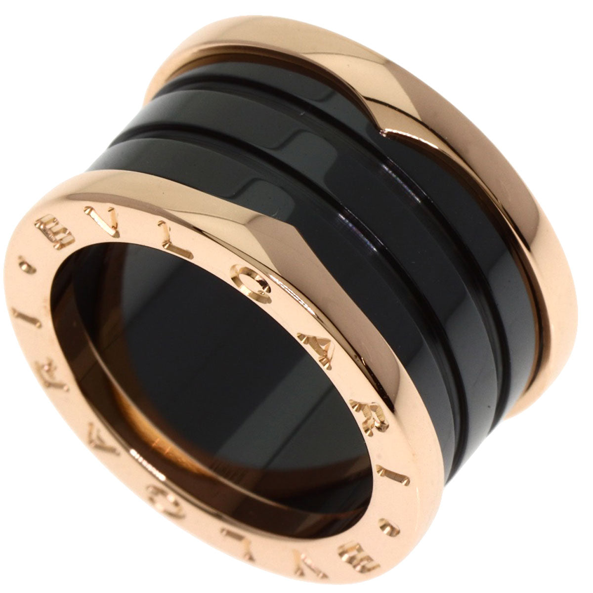 BVLGARI B.zero1 Black ceramic 4 band #50 Ring K18 Pink Gold Ladies [Used]