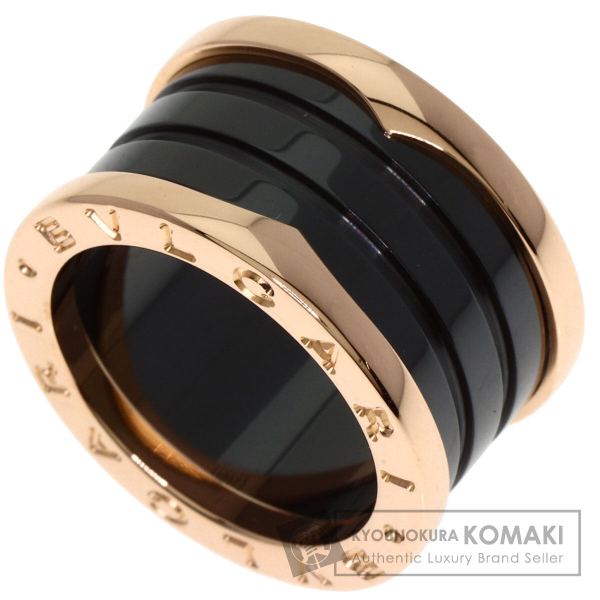 BVLGARI B.zero1 Black ceramic 4 band #50 Ring K18 Pink Gold Ladies [Used]