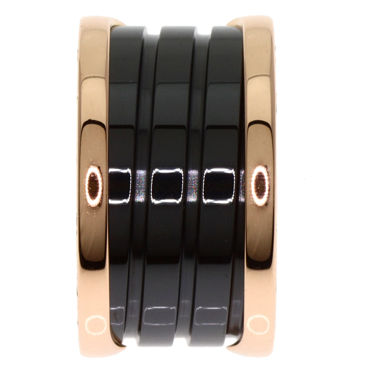 BVLGARI B.zero1 Black ceramic 4 band #50 Ring K18 Pink Gold Ladies [Used]