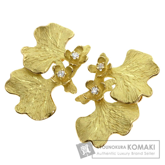 IKEDA KEIKO AK Collection Ginkgo Motif Diamond Earring K18 Yellow Gold Ladies [Used]