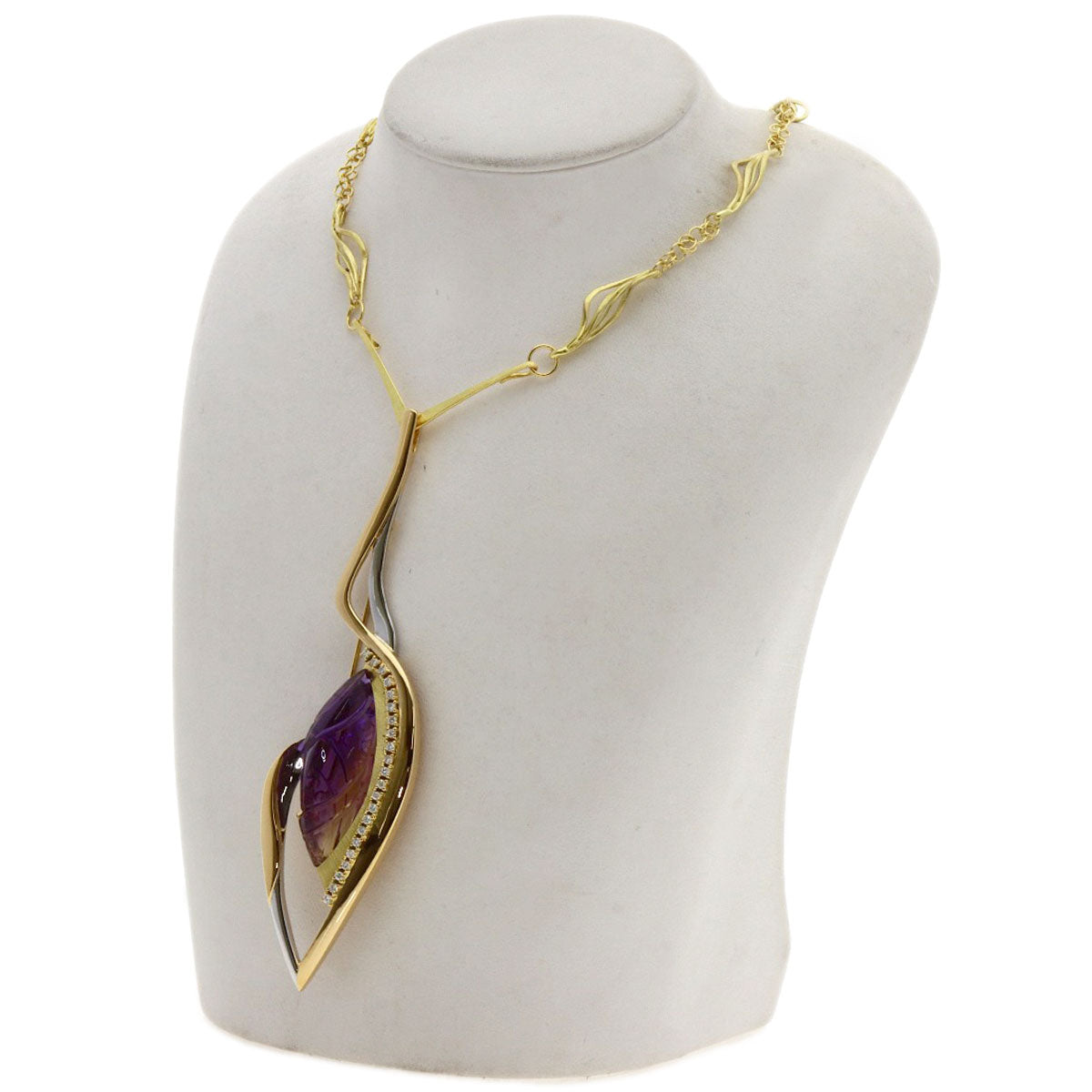 TASAKI Amethyst Diamond Necklace K18 Yellow Gold Ladies [Used]