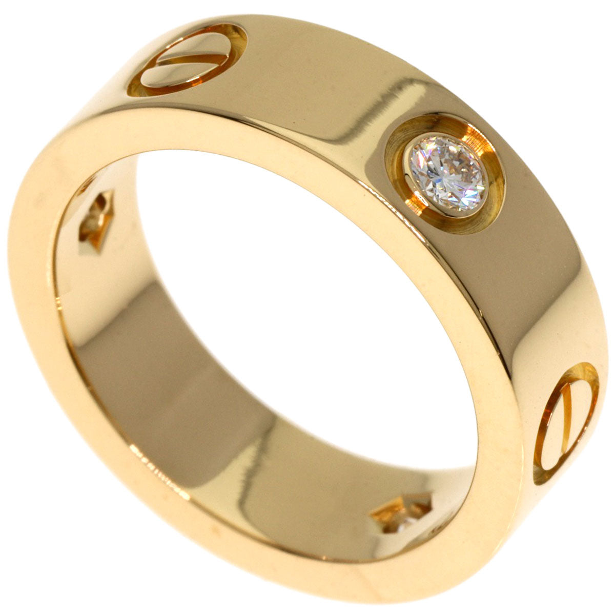 CARTIER   love ring half diamond # 49 Ring  K18 Yellow Gold Ladies [Used]